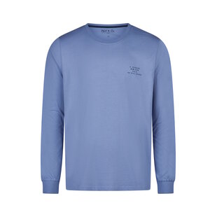 Phil & Co Heren Pyjamashirt Lange Mouw Blauw