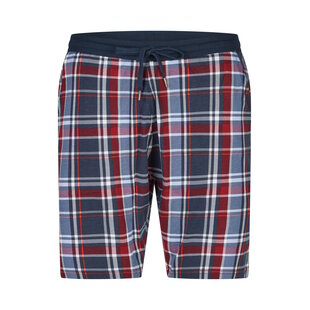 Phil & Co Heren Korte Pyjamabroek Donkerblauw/Rood Geruit