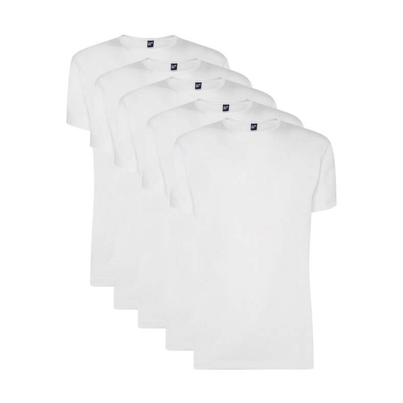 Alan Red Alan Red Men's Giftbox Undershirt DERBY T-shirt Round Neck 5-Pack Plain White