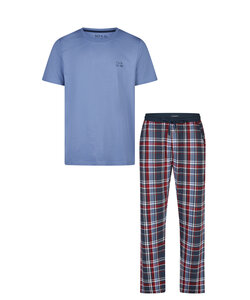 Phil & Co Essential Heren Pyjama Set Korte Mouw Blauw/Rood Geruit