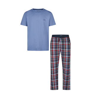 Phil & Co Essential Men's Short Sleeve Pyjama Set Blue/Red Checkered