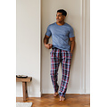 Phil & Co Phil & Co Essential Heren Pyjama Set Korte Mouw Blauw/Rood Geruit
