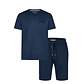 Phil & Co Phil & Co Essential Shortama Heren Korte Pyjama Set Blauw/Gestreept
