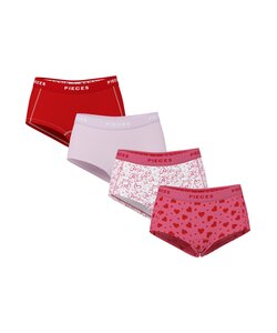 Pieces Women's Hipster PCLOGO 4-Pack Red/Pink Hearts Print