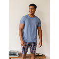 Phil & Co Phil & Co Essential Shortama Heren Korte Pyjama Set Blauw/Geruit