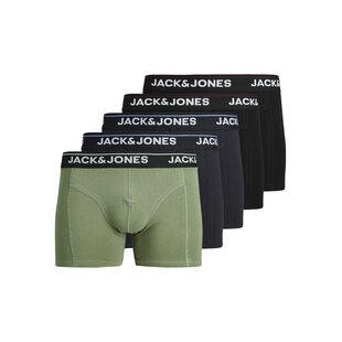 Jack & Jones Men's Boxer Shorts Trunks JACTIMOTHY 5-Pack Solid Green/Dark Blue/Black