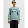 Jack & Jones Jack & Jones Men's Sweater JJELOGO Sweatshirt Logo Print Turquoise