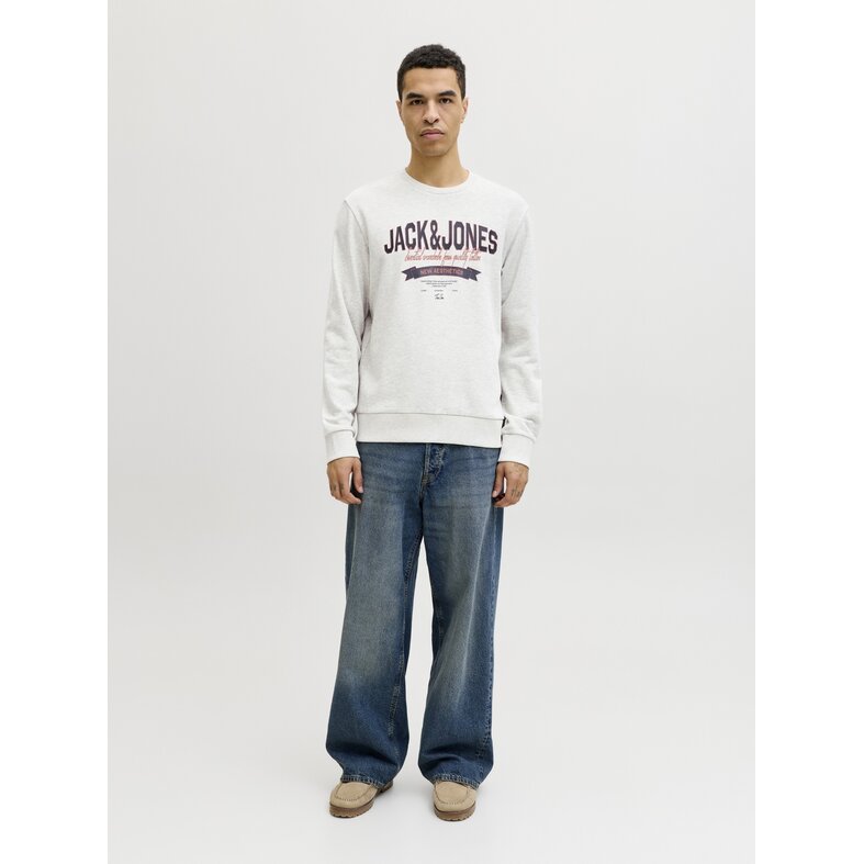 Jack & Jones Jack & Jones Men's Sweater JJELOGO Sweatshirt Logo Print White