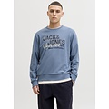 Jack & Jones Jack & Jones Men's Sweater JJELOGO Sweatshirt Logo Print Blue