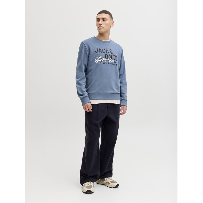 Jack & Jones Jack & Jones Men's Sweater JJELOGO Sweatshirt Logo Print Blue