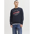 Jack & Jones Jack & Jones Men's Sweater JJELOGO Sweatshirt Logo Print Dark Blue