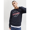 Jack & Jones Jack & Jones Men's Sweater JJELOGO Sweatshirt Logo Print Dark Blue