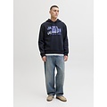Jack & Jones Jack & Jones Heren Hoodie JJELOGO Logo Print Donkerblauw