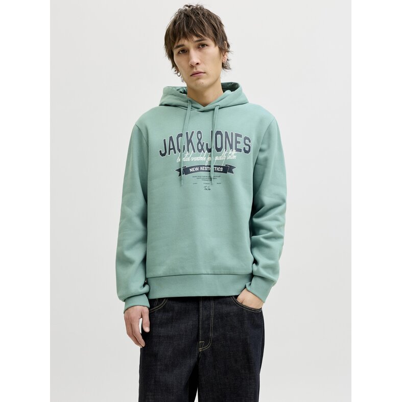 Jack & Jones Jack & Jones Men's Hoodie JJELOGO Logo Print Turquoise