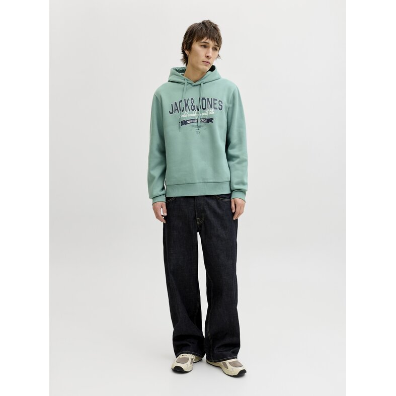Jack & Jones Jack & Jones Men's Hoodie JJELOGO Logo Print Turquoise