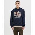 Jack & Jones Jack & Jones Heren Hoodie JJELOGO Logo Print Donkerblauw
