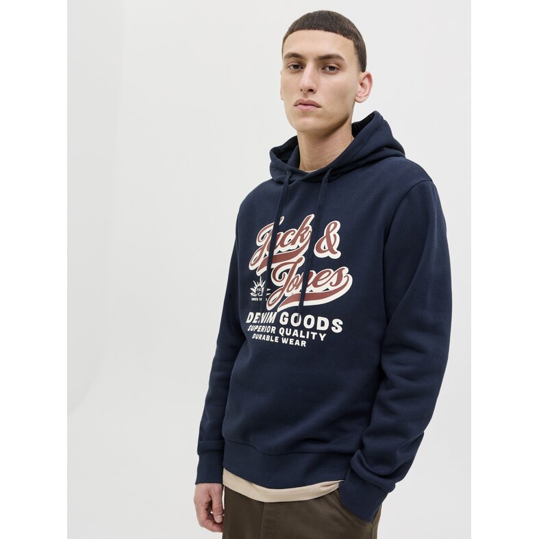 Jack & Jones Jack & Jones Men's Hoodie JJELOGO Logo Print Dark Blue