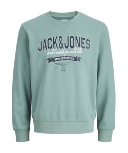 Jack & Jones Men's Sweater JJELOGO Sweatshirt Logo Print Turquoise