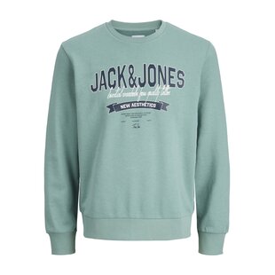 Jack & Jones Heren Trui JJELOGO Sweatshirt Logo Print Turquoise