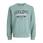 Jack & Jones Jack & Jones Men's Sweater JJELOGO Sweatshirt Logo Print Turquoise
