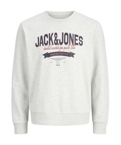 Jack & Jones Heren Trui JJELOGO Sweatshirt Logo Print Wit