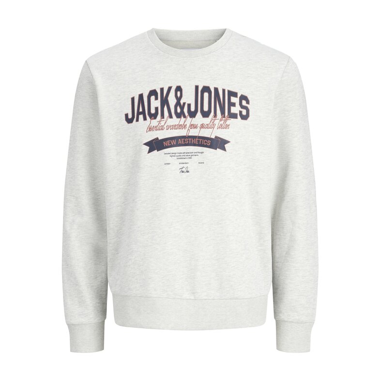Jack & Jones Jack & Jones Men's Sweater JJELOGO Sweatshirt Logo Print White