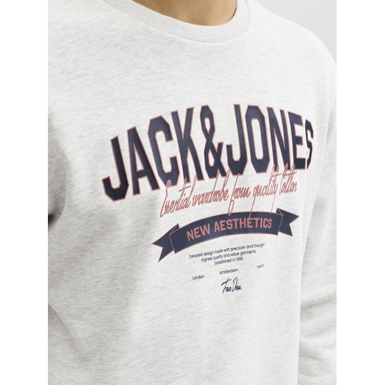 Jack & Jones Jack & Jones Men's Sweater JJELOGO Sweatshirt Logo Print White