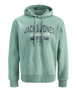 Jack & Jones Men's Hoodie JJELOGO Logo Print Turquoise