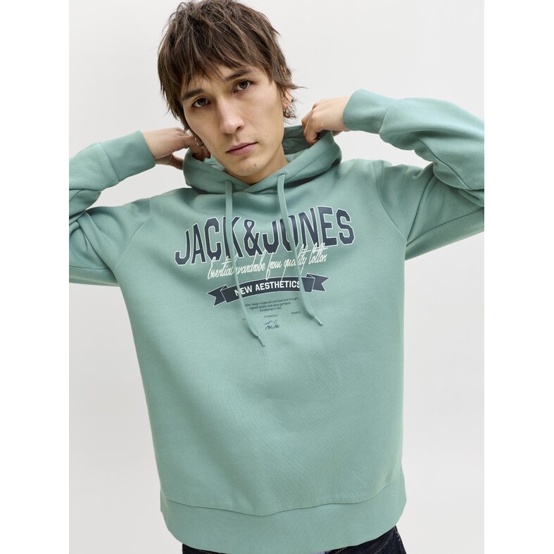 Jack & Jones Jack & Jones Men's Hoodie JJELOGO Logo Print Turquoise