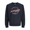 Jack & Jones Jack & Jones Men's Sweater JJELOGO Sweatshirt Logo Print Dark Blue