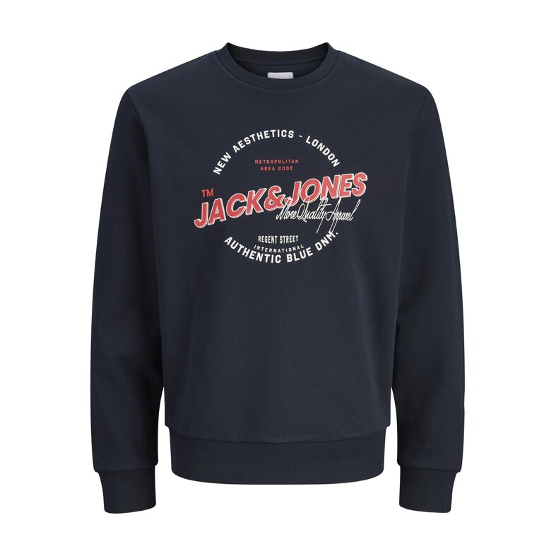 Jack & Jones Jack & Jones Heren Trui JJELOGO Sweatshirt Logo Print Donkerblauw