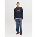 Jack & Jones Jack & Jones Men's Sweater JJELOGO Sweatshirt Logo Print Dark Blue