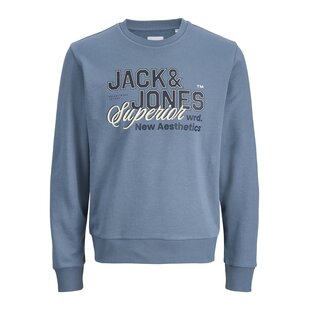 Jack & Jones Heren Trui JJELOGO Sweatshirt Logo Print Blauw