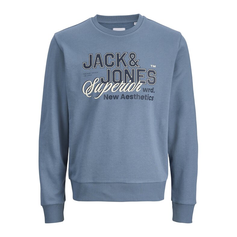 Jack & Jones Jack & Jones Men's Sweater JJELOGO Sweatshirt Logo Print Blue