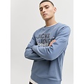 Jack & Jones Jack & Jones Heren Trui JJELOGO Sweatshirt Logo Print Blauw
