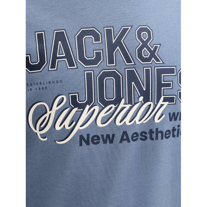 Jack & Jones Jack & Jones Men's Sweater JJELOGO Sweatshirt Logo Print Blue
