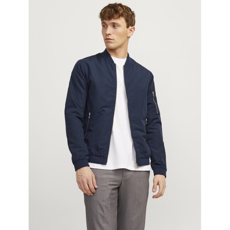 Jack & Jones Jack & Jones Men's Bomber Jacket JJERUSH Summer Jacket Plain Dark Blue