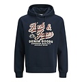 Jack & Jones Jack & Jones Heren Hoodie JJELOGO Logo Print Donkerblauw