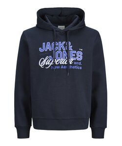 Jack & Jones Men's Hoodie JJELOGO Logo Print Dark Blue