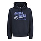 Jack & Jones Jack & Jones Heren Hoodie JJELOGO Logo Print Donkerblauw