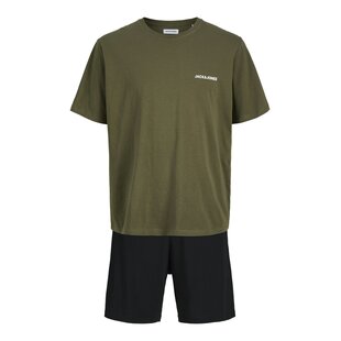 Jack & Jones Heren Korte Shortama Pyjamaset JACEVEREST Groen/Zwart