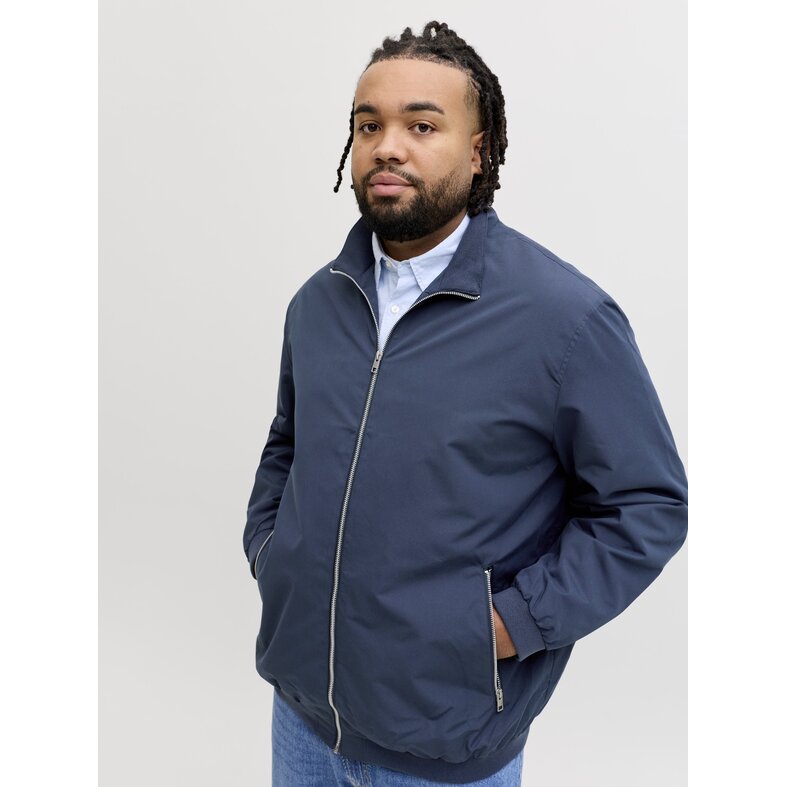 Jack & Jones Jack & Jones Men's Plus Size Bomber Jacket JJERUSH Summer Jacket Solid Dark Blue