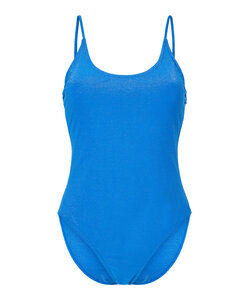 PIECES Dames Glitter Badpak PCLAOMI Lurex Ronde Hals Blauw