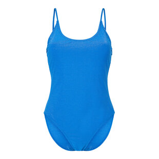 PIECES Ladies Glitter Swimsuit PCLAOMI Lurex Round Neck Blue