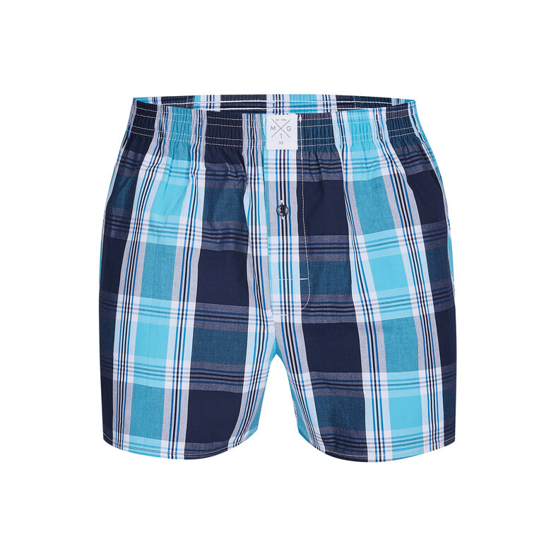 MG-1 MG-1 Wide Boxer Shorts Men's Woven Cotton 5-Pack Blue/Black