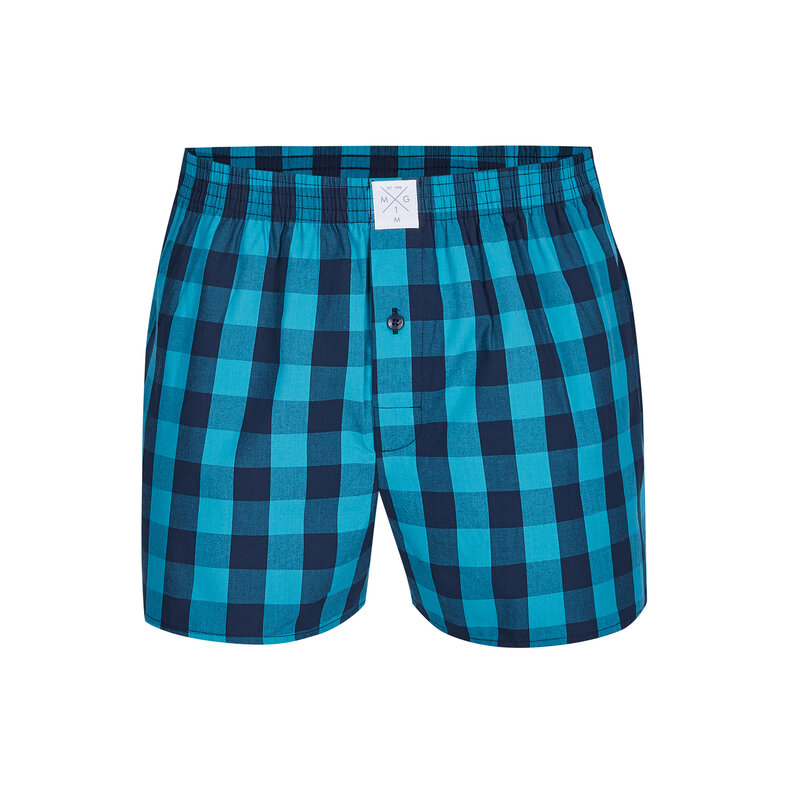 MG-1 MG-1 Wide Boxer Shorts Men's Woven Cotton 5-Pack Blue/Black