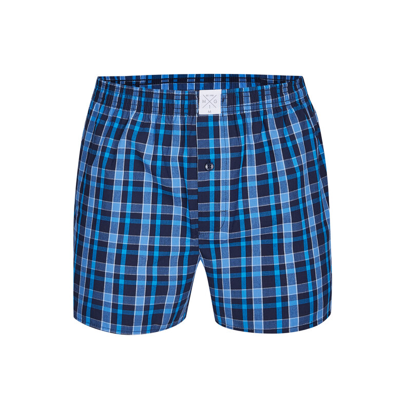 MG-1 MG-1 Wide Boxer Shorts Men's Woven Cotton 5-Pack Blue/Black