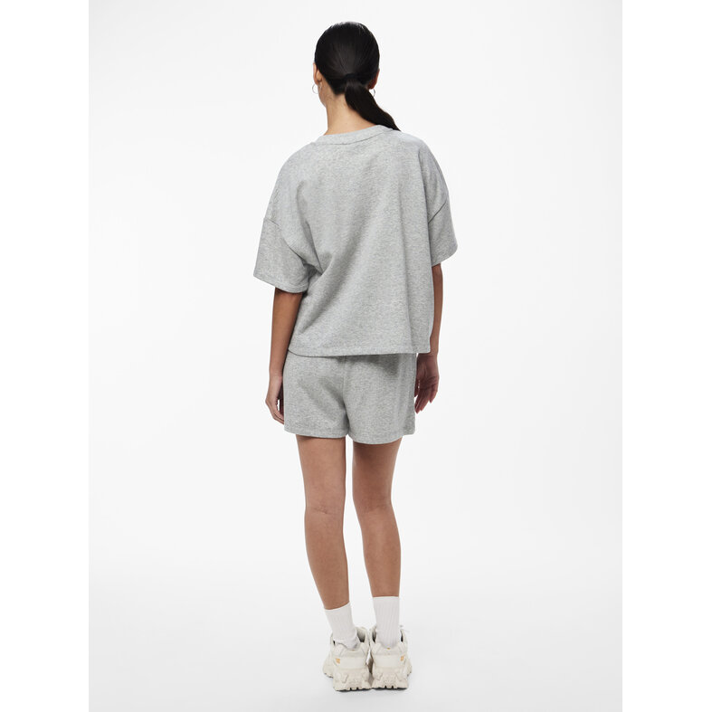 PIECES Pieces Ladies T-shirt PCCHILLI Sweatshirt Round Neck Plain Gray