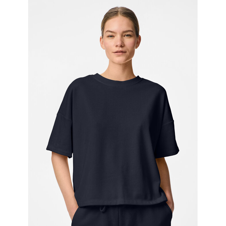 PIECES Pieces Ladies T-shirt PCCHILLI Sweatshirt Round Neck Plain Dark Blue