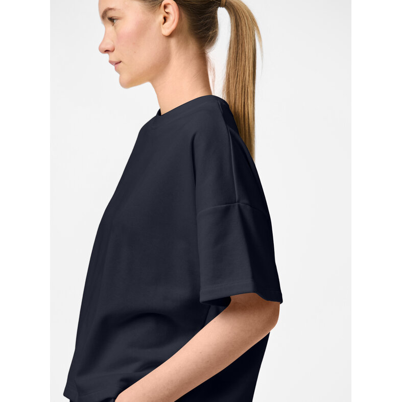 PIECES Pieces Ladies T-shirt PCCHILLI Sweatshirt Round Neck Plain Dark Blue